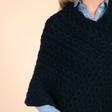 Load image into Gallery viewer, Navy Aran Poncho
