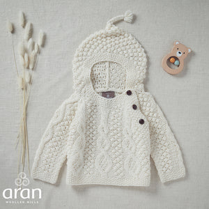 Natural Hand Knit Baby Hooded Sweater
