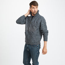 Load image into Gallery viewer, Charcoal Unisex Hand Knit Aran Cardigan

