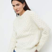 Load image into Gallery viewer, Natural Hand Knit Unisex Crew Neck Aran Sweater
