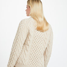 Load image into Gallery viewer, Oatmeal Hand Knit Unisex Crew Neck Aran Sweater
