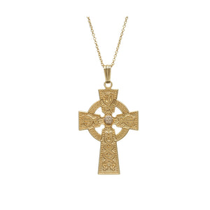Arda Two Tone Large Celtic Cross Pendant with Rare Irish Gold