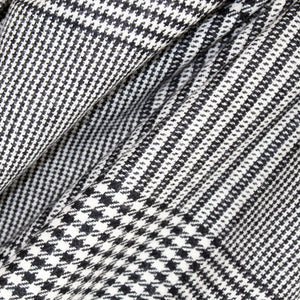 Black & White Houndstooth Check Donegal Tweed Fabric