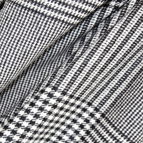Black & White Houndstooth Check Donegal Tweed Fabric Sample