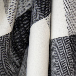 Black & White Herringbone Check Donegal Tweed Fabric