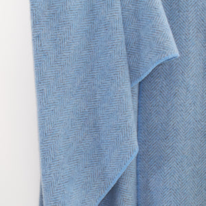 Blue Herringbone Merino & Cashmere Blanket
