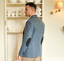 Load image into Gallery viewer, Jacket with Elbow Patches, Blue and Grey Windowpane
