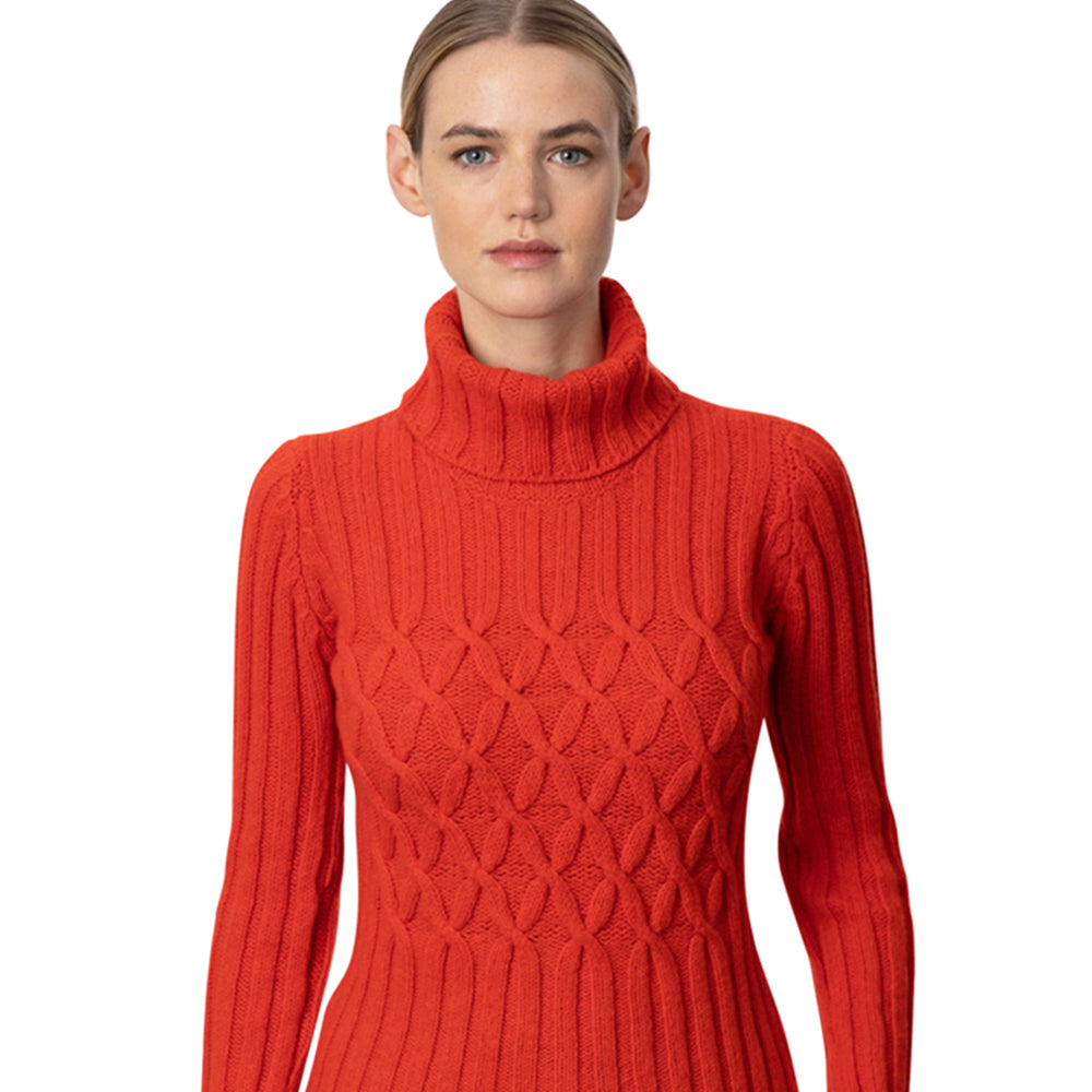 Ribbed Polo Neck Sweater, Red