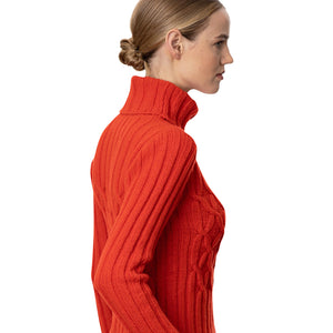 Ribbed Polo Neck Sweater, Red