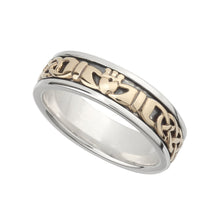 Load image into Gallery viewer, Sterling Silver &amp; 10ct Gold Celtic Claddagh Ring
