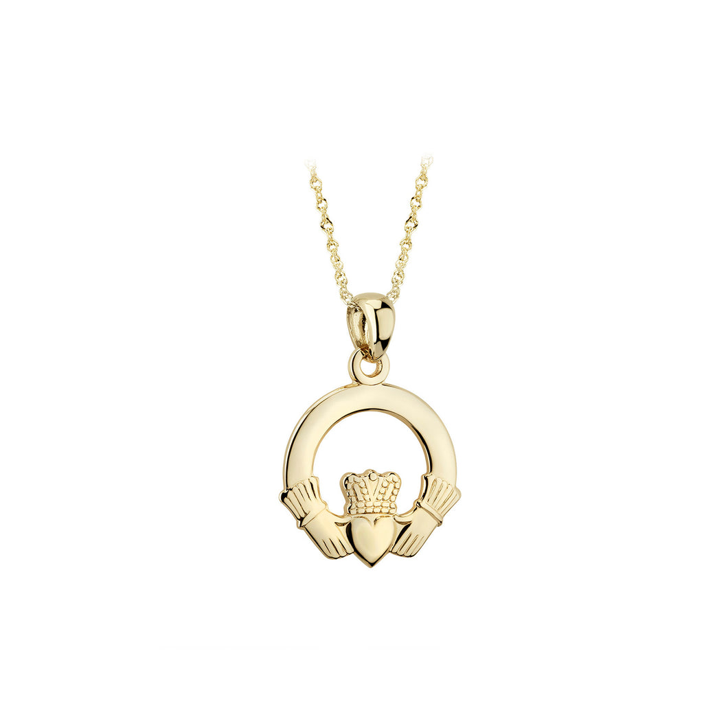 Small Claddagh Pendant, Yellow Gold