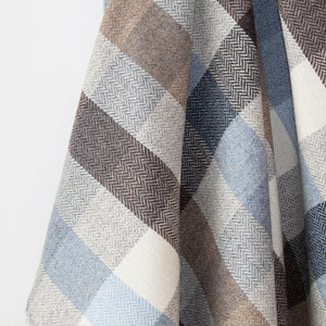 Light Blue & Cream Check Donegal Tweed Fabric