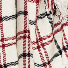 Load image into Gallery viewer, White, Red &amp; Black Windowpane Donegal Tweed Blanket
