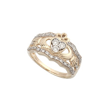 Load image into Gallery viewer, 14k Gold Diamond Wide Claddagh Ring
