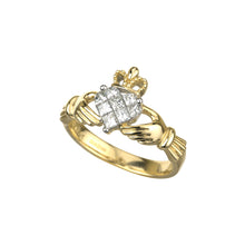 Load image into Gallery viewer, 14k Yellow Gold Diamond Claddagh Ring
