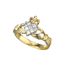 Load image into Gallery viewer, 14k Yellow Gold Diamond Claddagh Ring
