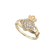 Load image into Gallery viewer, 14ct Gold Diamond Heart Claddagh Ring

