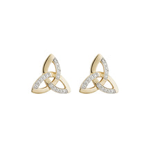 Load image into Gallery viewer, 14K Diamond Trinity Knot Stud Earrings
