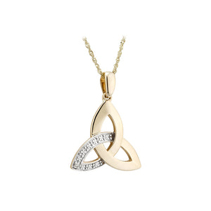 Diamond Trinity Knot Pendant, Yellow Gold