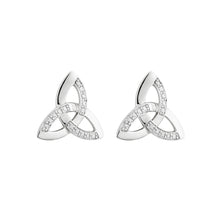 Load image into Gallery viewer, 14K White Gold Trinity Knot Diamond Stud Earrings
