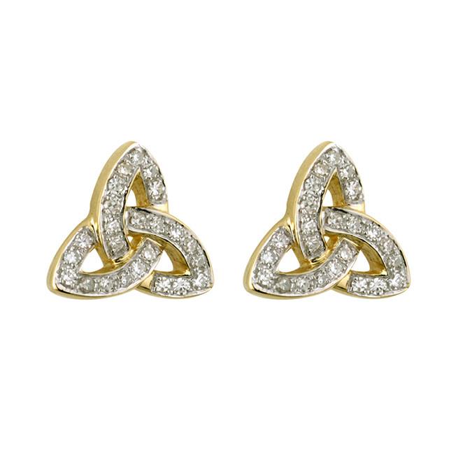 Diamond Trinity Knot Stud Earring - Yellow Gold
