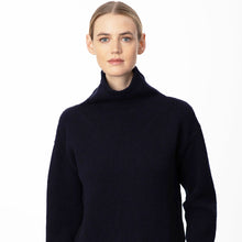 Load image into Gallery viewer, Navy Funnel Neck Slouchy Sweater

