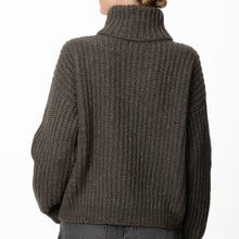 Load image into Gallery viewer, Khaki Green Alpaca Blend Ribbed Polo Neck Sweater
