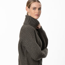 Load image into Gallery viewer, Khaki Green Alpaca Blend Ribbed Polo Neck Sweater
