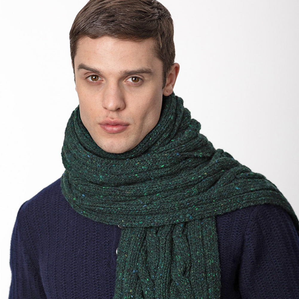 Bottle Green Ribbed Lambswool Scarf