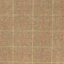 Load image into Gallery viewer, Tan &amp; Red Windowpane Donegal Tweed Fabric
