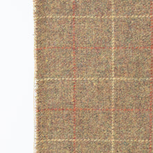 Load image into Gallery viewer, Tan &amp; Red Windowpane Donegal Tweed Fabric Sample

