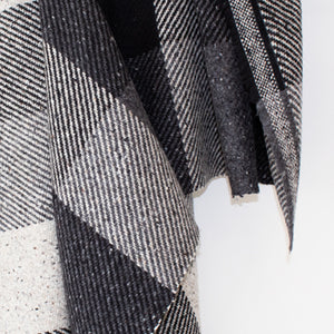 Heavy Grey & Black Check Donegal Tweed Fabric