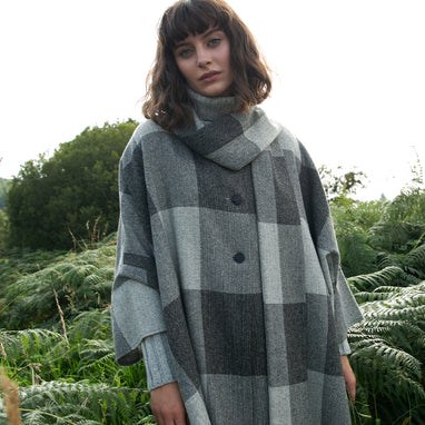 Grey Check Roisin Donegal Tweed Cape