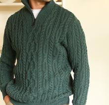 Load image into Gallery viewer, Niall Green Half Zip Cable Sweater
