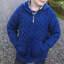 Load image into Gallery viewer, Blue Marl Kids Unisex Hooded Cardigan with Zip

