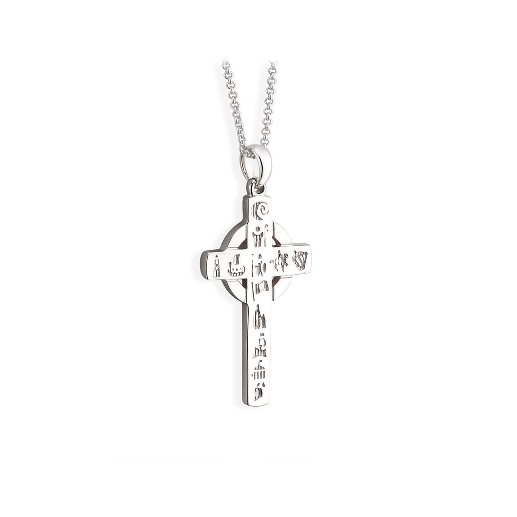 Sterling Silver History Of Ireland Cross Necklace