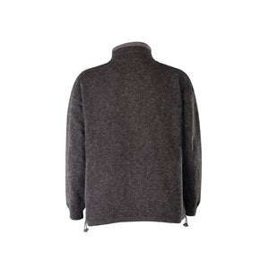 Lined Full Zip Neck Sweater, Charcoal