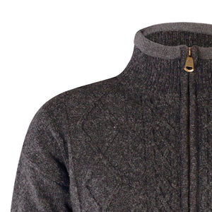Lined Full Zip Neck Sweater, Charcoal