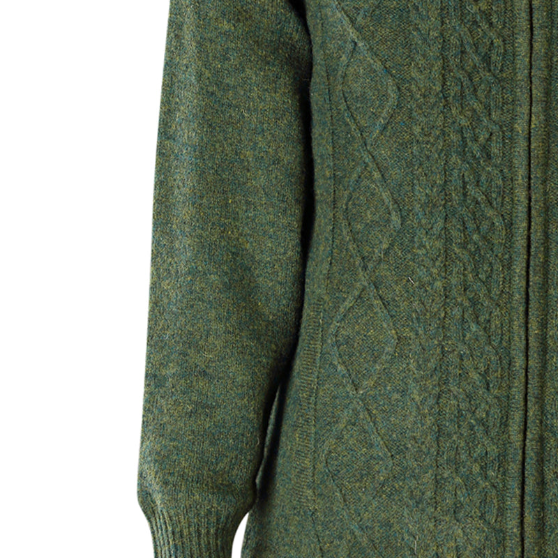 Lined Full Zip Neck Sweater, Moss Green