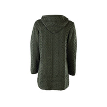 Load image into Gallery viewer, Army Green Aran Cardigan with Hood
