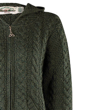 Load image into Gallery viewer, Army Green Aran Cardigan with Hood
