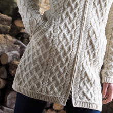 Load image into Gallery viewer, Natural Long Aran Cardigan with Zip
