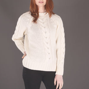 Luxury Cable Knit Sweater, Natural