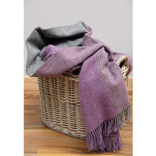 Load image into Gallery viewer, Merino &amp; Lambswool Blanket, Purple &amp; Grey Check
