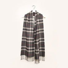 Load image into Gallery viewer, Charcoal and Red Check Merino Wool Scarf
