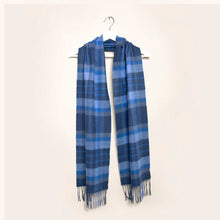 Load image into Gallery viewer, Blue Check Merino Wool Scarf
