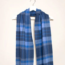 Load image into Gallery viewer, Blue Check Merino Wool Scarf
