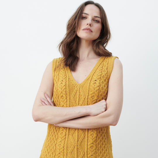 Mustard Aran Wool Slipover