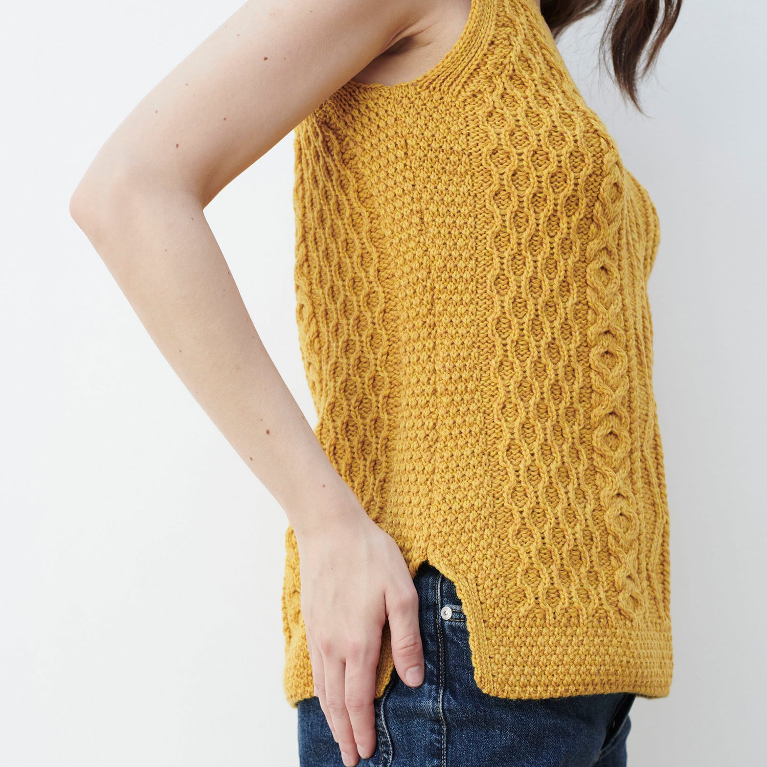 Mustard Aran Wool Slipover