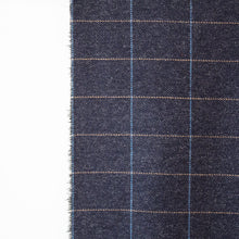 Load image into Gallery viewer, Navy &amp; Beige Windowpane Donegal Tweed Fabric Sample
